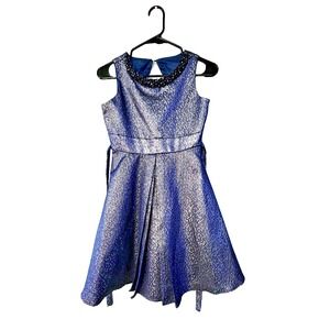 Rare Editions Girls Dress size 14 blue silver sparkly material unique‎ stunning